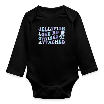 Méduse Méduse Océan Créatures Marines Motif - Body Bébé bio manches longues - noir - Devant