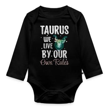 Stier Erde Geburt Symbol - Baby Bio-Langarm-Body - Schwarz - Vorne