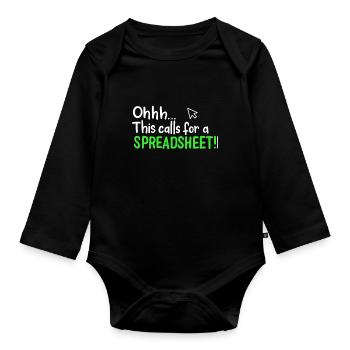 Ohhh This Calls For A Spreadsheet - Organic Longsleeve Baby Bodysuit - black - Front