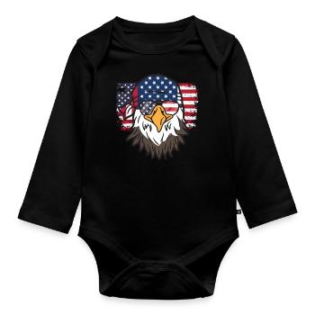 4th of July Independence Day USA Patriotic America - Baby Bio-Langarm-Body - Schwarz - Vorne