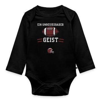 Ein unbesiegbarer Geist - Football - Baby Bio-Langarm-Body - Schwarz - Vorne