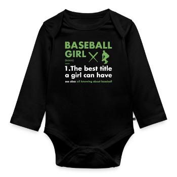 Sport Girl Definition Baseball - Baby Bio-Langarm-Body - Schwarz - Vorne