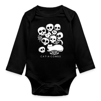 Cat-a-combs - Organic Longsleeve Baby Bodysuit - black - Front
