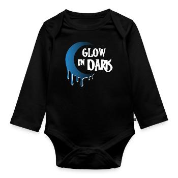 Glow in Dark - Organic Longsleeve Baby Bodysuit - black - Front