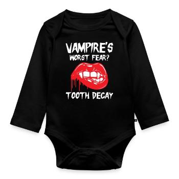 Dental Vampire Joke Dentist - Organic Longsleeve Baby Bodysuit - black - Front