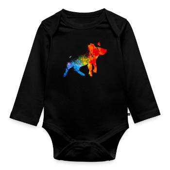 Schwein Splash Art Tierliebhaber - Baby Bio-Langarm-Body - Schwarz - Vorne