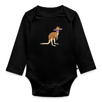 Känguru Queen Elizabeth II Britische Krone - Baby Bio-Langarm-Body - Schwarz - Vorne