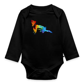 Weasel Splash Art Ferret Animal - Body Bébé bio manches longues - noir - Devant