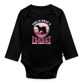 Frettchen Iltis Mutter - Baby Bio-Langarm-Body - Schwarz - Vorne