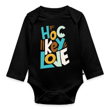 Hockey love Field Hockey Girl - Organic Longsleeve Baby Bodysuit - black - Front