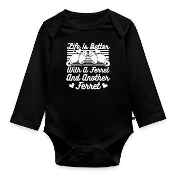 Frettchen Iltis Liebe - Baby Bio-Langarm-Body - Schwarz - Vorne