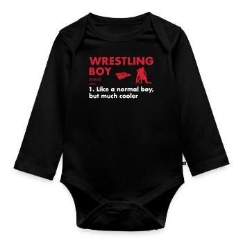 Sport Boy Definition Wrestling - Organic Longsleeve Baby Bodysuit - black - Front