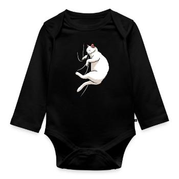 Biting Cat - Baby Bio-Langarm-Body - Schwarz - Vorne