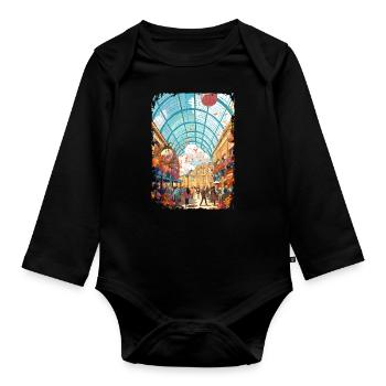 London - Organic Longsleeve Baby Bodysuit - black - Front