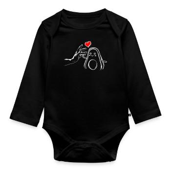 Veganer Liebe Avocado High Five - Baby Bio-Langarm-Body - Schwarz - Vorne