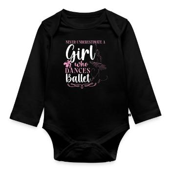 Ballet Dancer Dance Girl Ballerina - Baby Bio-Langarm-Body - Schwarz - Vorne