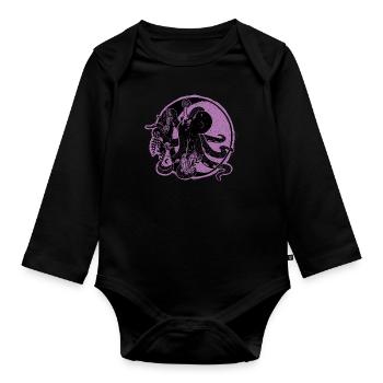 Illustration de la pieuvre sorcière - Body Bébé bio manches longues - noir - Devant