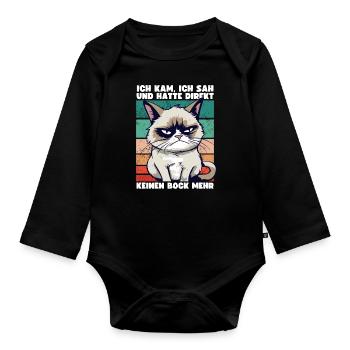 Ich Kam Ich Sah Und Hatte Direkt Keinen Bock Mehr - Baby Bio-Langarm-Body - Schwarz - Vorne