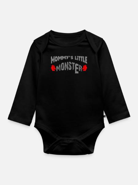 Mommy's little Monster - Organic Longsleeve Baby Bodysuit - black