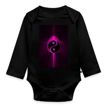 Yin Yang magenta 1 - Baby Bio-Langarm-Body - Schwarz - Vorne