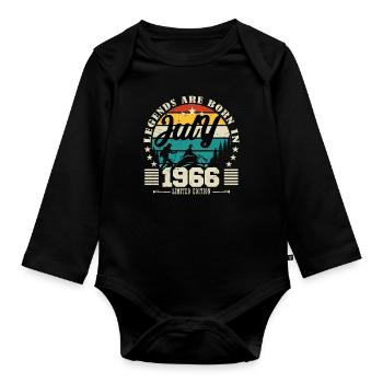 July 1966. Birthday present July 1966. - Organic Longsleeve Baby Bodysuit - black - Front
