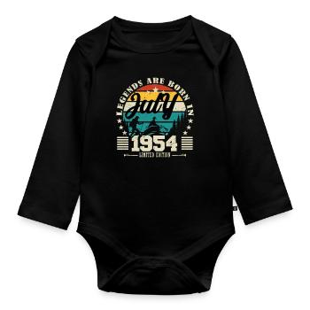 Juli 1954. Geburtstagsgeschenk Juli 1954. - Baby Bio-Langarm-Body - Schwarz - Vorne