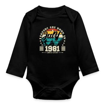 Juli 1981. Geburtstagsgeschenk Juli 1981. - Baby Bio-Langarm-Body - Schwarz - Vorne
