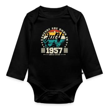 July 1957. Birthday gift July 1957. - Organic Longsleeve Baby Bodysuit - black - Front