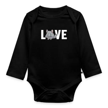Chinchilla Love Shorttail Longtail Long Hair - Organic Longsleeve Baby Bodysuit - black - Front