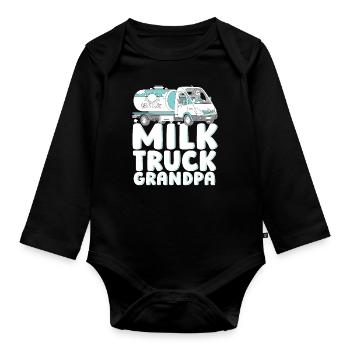 Camion de lait de vache Grandpa Milk - Body Bébé bio manches longues - noir - Devant