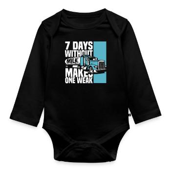 Cow Milk Funny Milk Wagon - Organic Longsleeve Baby Bodysuit - black - Front