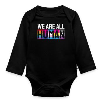 Wir sind alle Menschen LGBTQIA - Baby Bio-Langarm-Body - Schwarz - Vorne