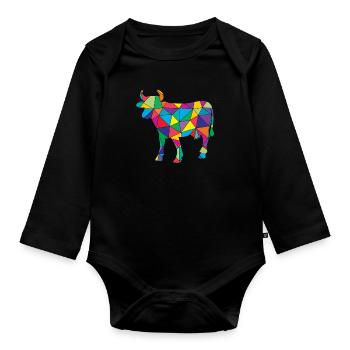 Vache Polygone Éleveur de bovins - Body Bébé bio manches longues - noir - Devant