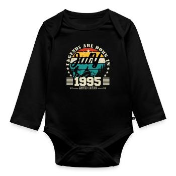 Juli 1995. Geburtstagsgeschenk Juli 1995. - Baby Bio-Langarm-Body - Schwarz - Vorne