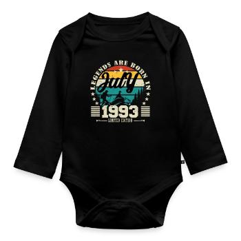 Juli 1993. Geburtstagsgeschenk Juli 1993. - Baby Bio-Langarm-Body - Schwarz - Vorne