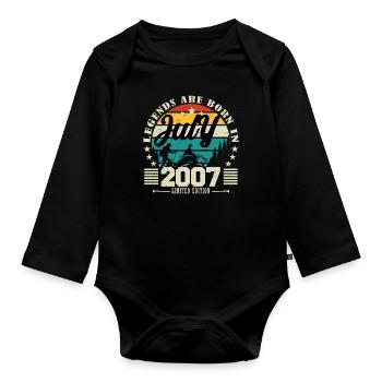 Juli 2007. Geburtstagsgeschenk Juli 2007. - Baby Bio-Langarm-Body - Schwarz - Vorne