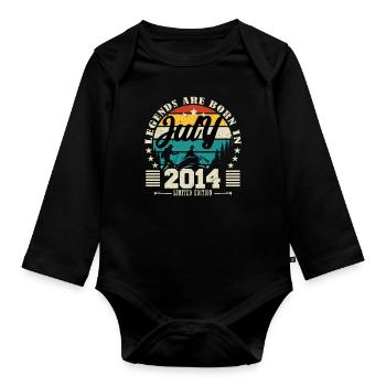 Juli 2014. Geburtstagsgeschenk Juli 2014. - Baby Bio-Langarm-Body - Schwarz - Vorne