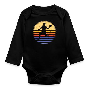 Sport Retro Sunset Dodgeball - Organic Longsleeve Baby Bodysuit - black - Front