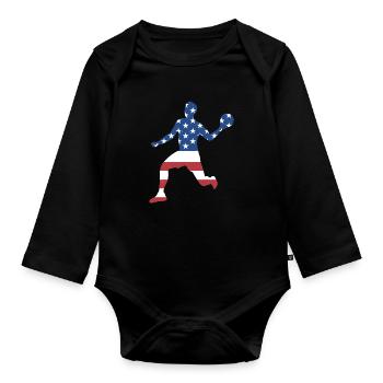 Sport Us Flag Dodgeball - Organic Longsleeve Baby Bodysuit - black - Front
