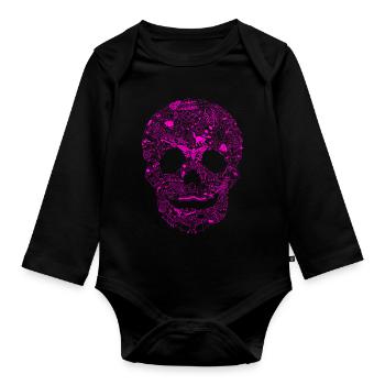 Gothic Totenkopf Goth Style düster Heavy Metal WGT - Baby Bio-Langarm-Body - Schwarz - Vorne