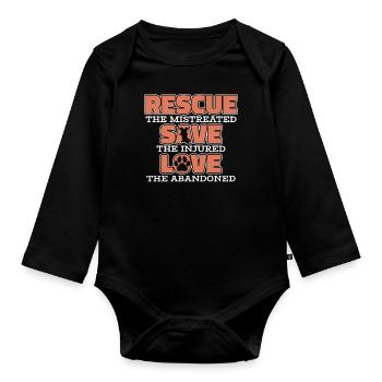 Hund Rettungshund Hunderettung - Baby Bio-Langarm-Body - Schwarz - Vorne