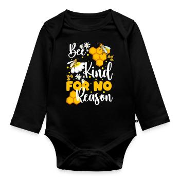 bee bees nature animal welfare - Organic Longsleeve Baby Bodysuit - black - Front