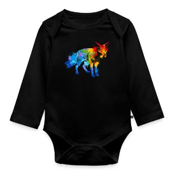 Fox Splash Art Forest Animal Lover - Body Bébé bio manches longues - noir - Devant