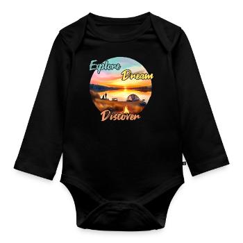Camping Aventure Explorer Dream Discover - Body Bébé bio manches longues - noir - Devant