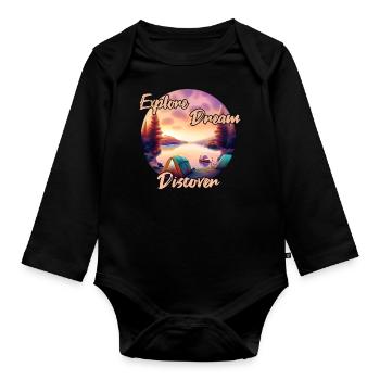 Camping Aventure Explorer Dream Discover - Body Bébé bio manches longues - noir - Devant