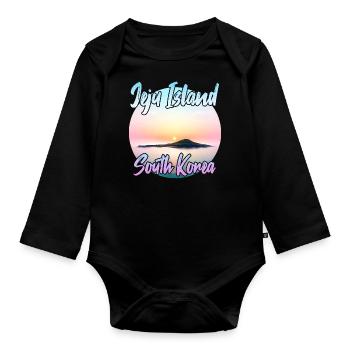 Jeju Island at sunset - Organic Longsleeve Baby Bodysuit - black - Front
