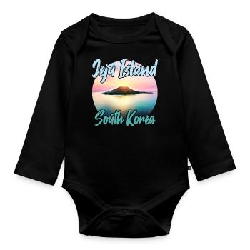 Jeju Island at sunset - Organic Longsleeve Baby Bodysuit - black - Front