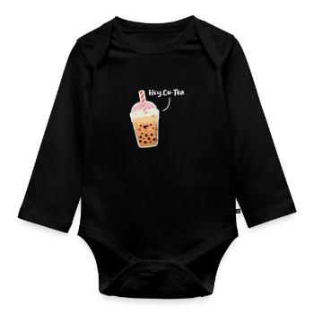 Bubble Tea Boba Tea Kawaii Cadeau - Body Bébé bio manches longues - noir - Devant