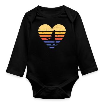 Sport Retro Sunset Heart Futsal - Organic Longsleeve Baby Bodysuit - black - Front