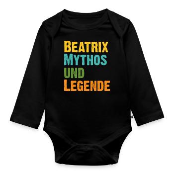 Mythos Beatrix die Legende Vorname Beatrix - Baby Bio-Langarm-Body - Schwarz - Vorne